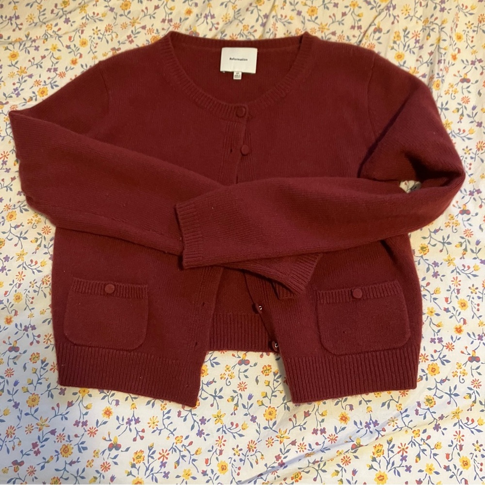 Reformation Clara cropped cashmere cardigan